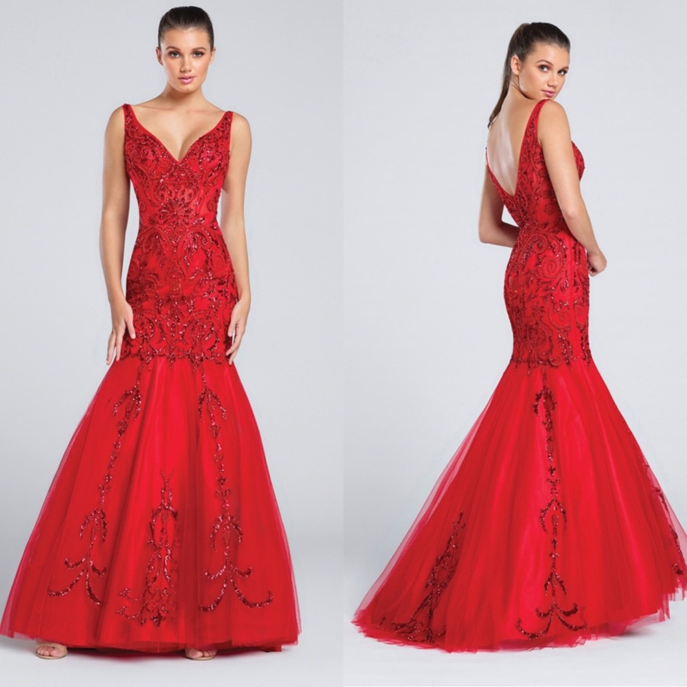 Mon Cheri Ellie Wilde Sleeveless hand beaded tulle mermaid gown - Picture 2 of 3